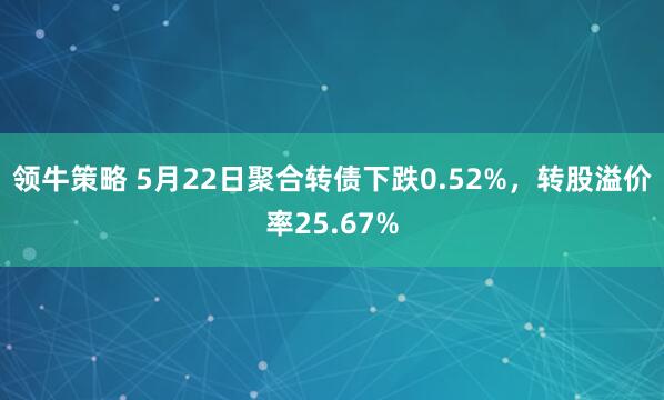 领牛策略 5月22日聚合转债下跌0.52%，转股溢价率25.67%